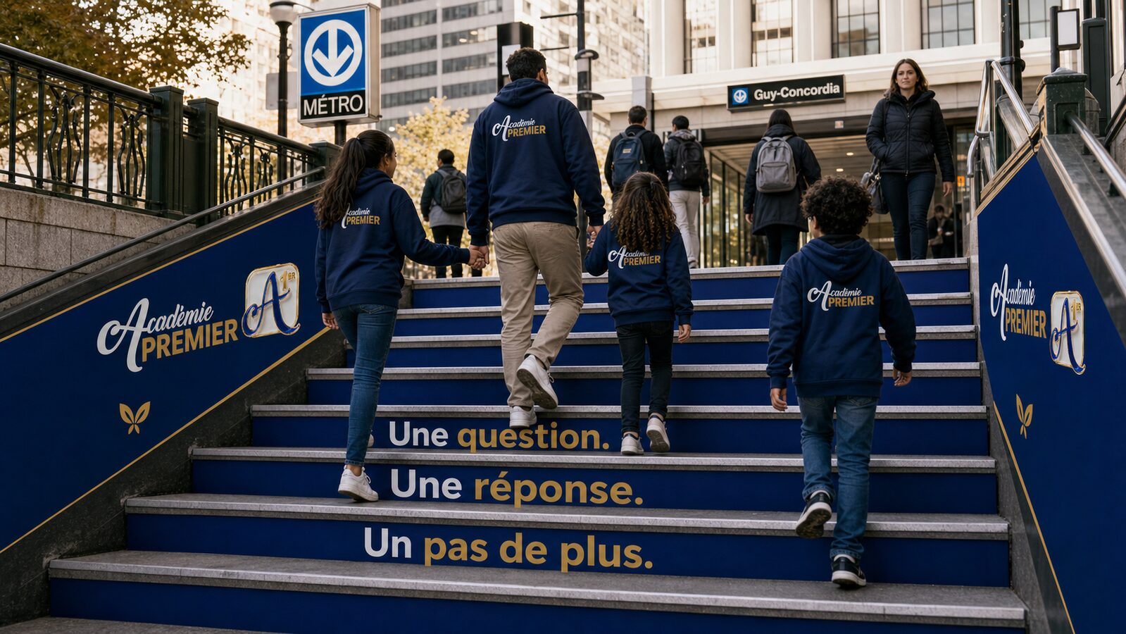 Une famille en déplacement dans la ville, l'apprentissage continue partout