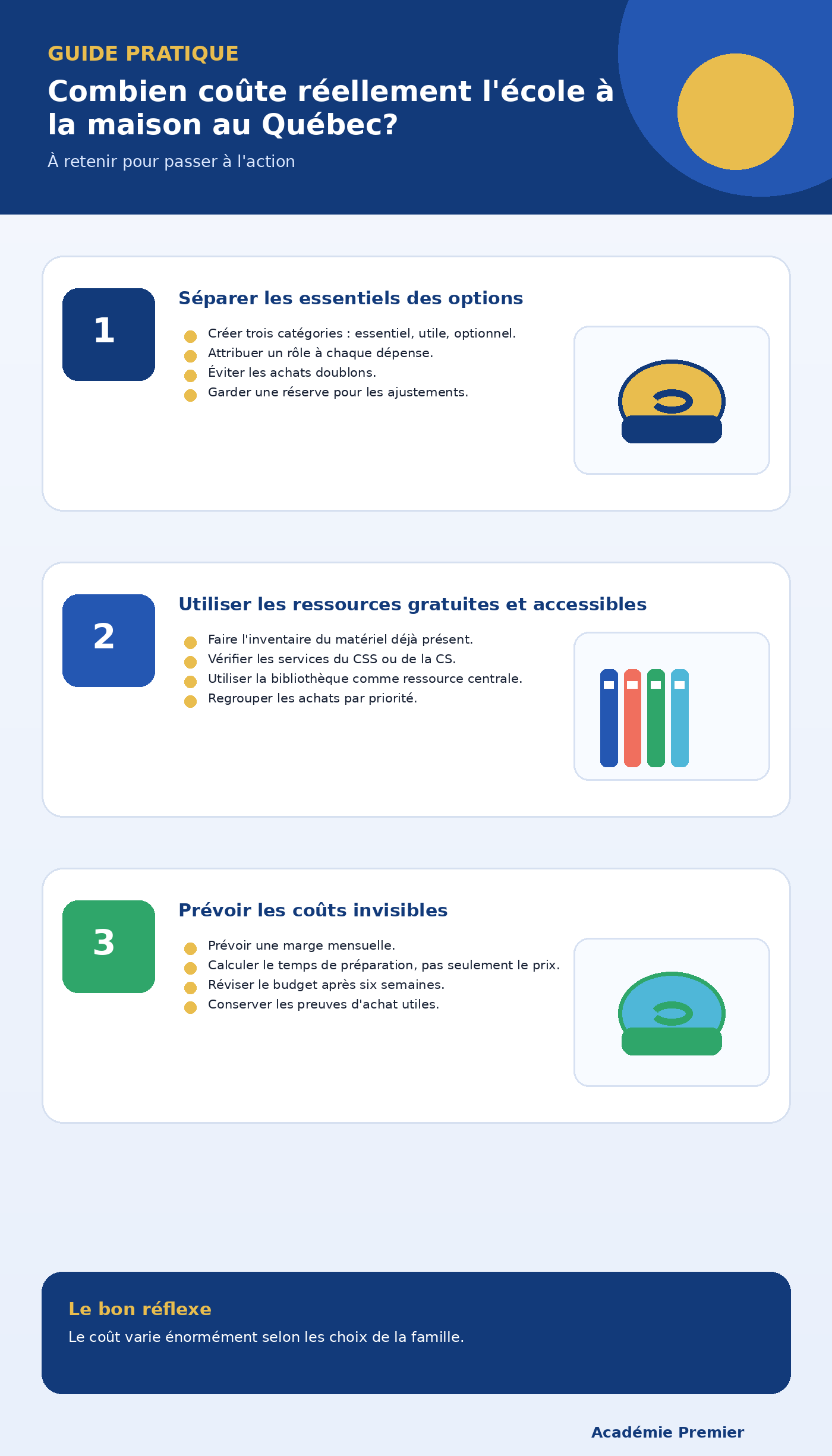 Infographie récapitulative : Combien coûte réellement l'école à la maison au Québec?