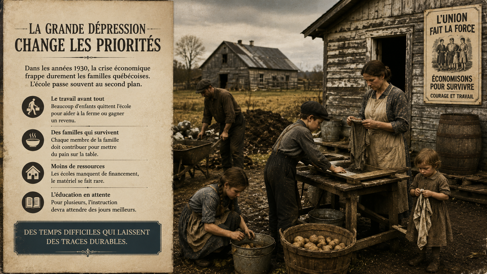La Grande Dépression au Québec : familles frappées par la crise économique de 1929