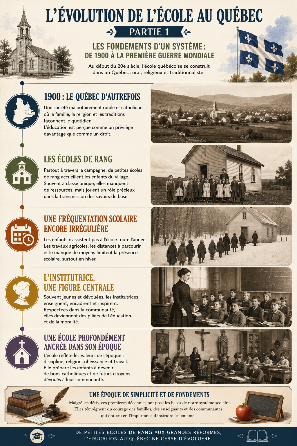 Infographie : les transformations de l'école québécoise de 1900 à 1943