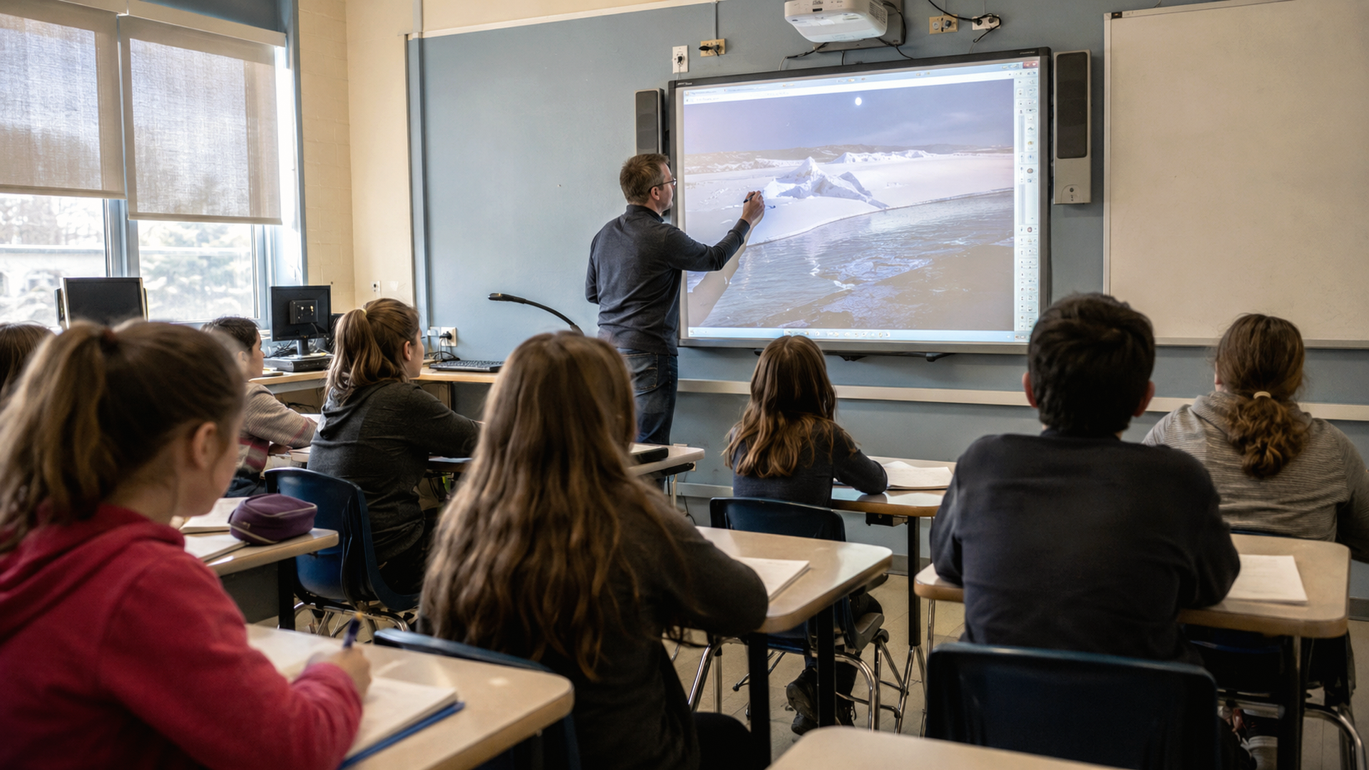 Le tableau interactif place l'écran devant la classe