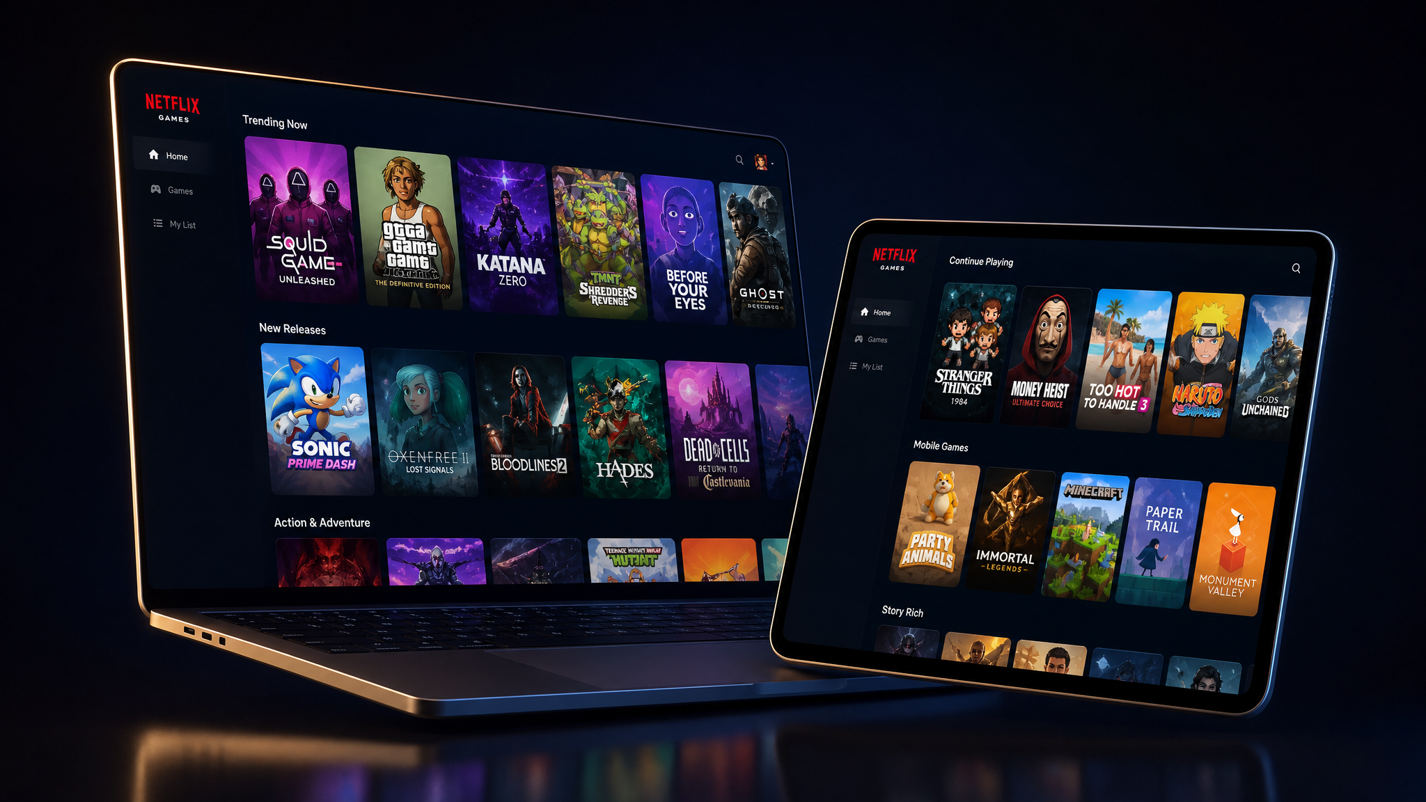 Interface FLEX — L'Arcade Éducative avec des rangées de jeux interactifs